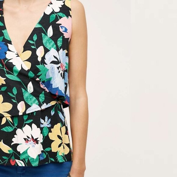 Anthropologie Deletta Florascura‎ V-Neck Layered Blouse Bright Size Large Boho L - Picture 2 of 11